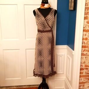 Jonathan Martin brown polka dot wrap dress 6 8  M